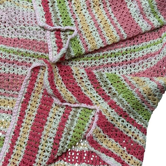 Talbots Open Stitch Crochet Silk Sweater Colorful Striped Pullover Size Medium - Picture 4 of 8